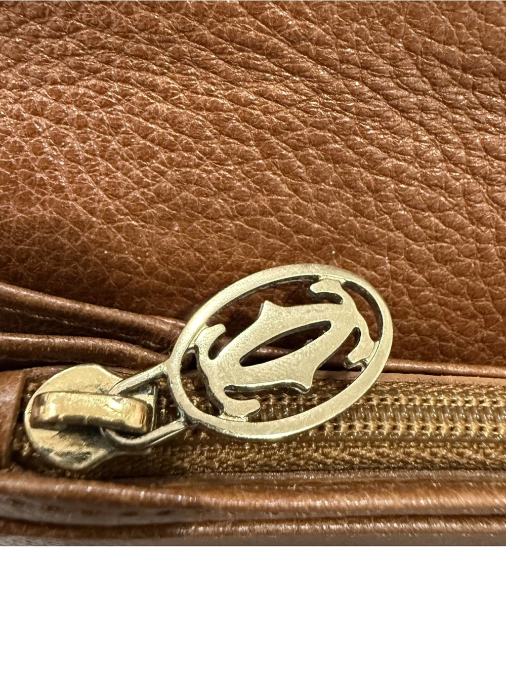 Cartier Paris Vintage Brown Pebbled Leather Long Flap Wallet Gold Accent - Picture 9 of 11